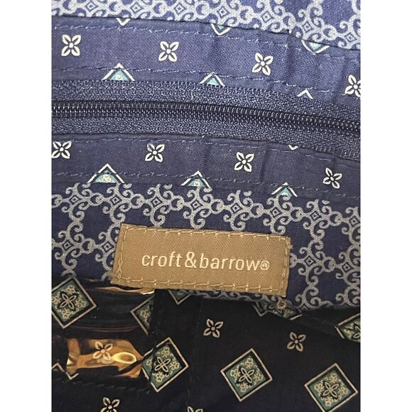 Croft & Barrow Quilted Fabric Shoulder Bag Blue Geometric Pattern - Picture 4 of 12